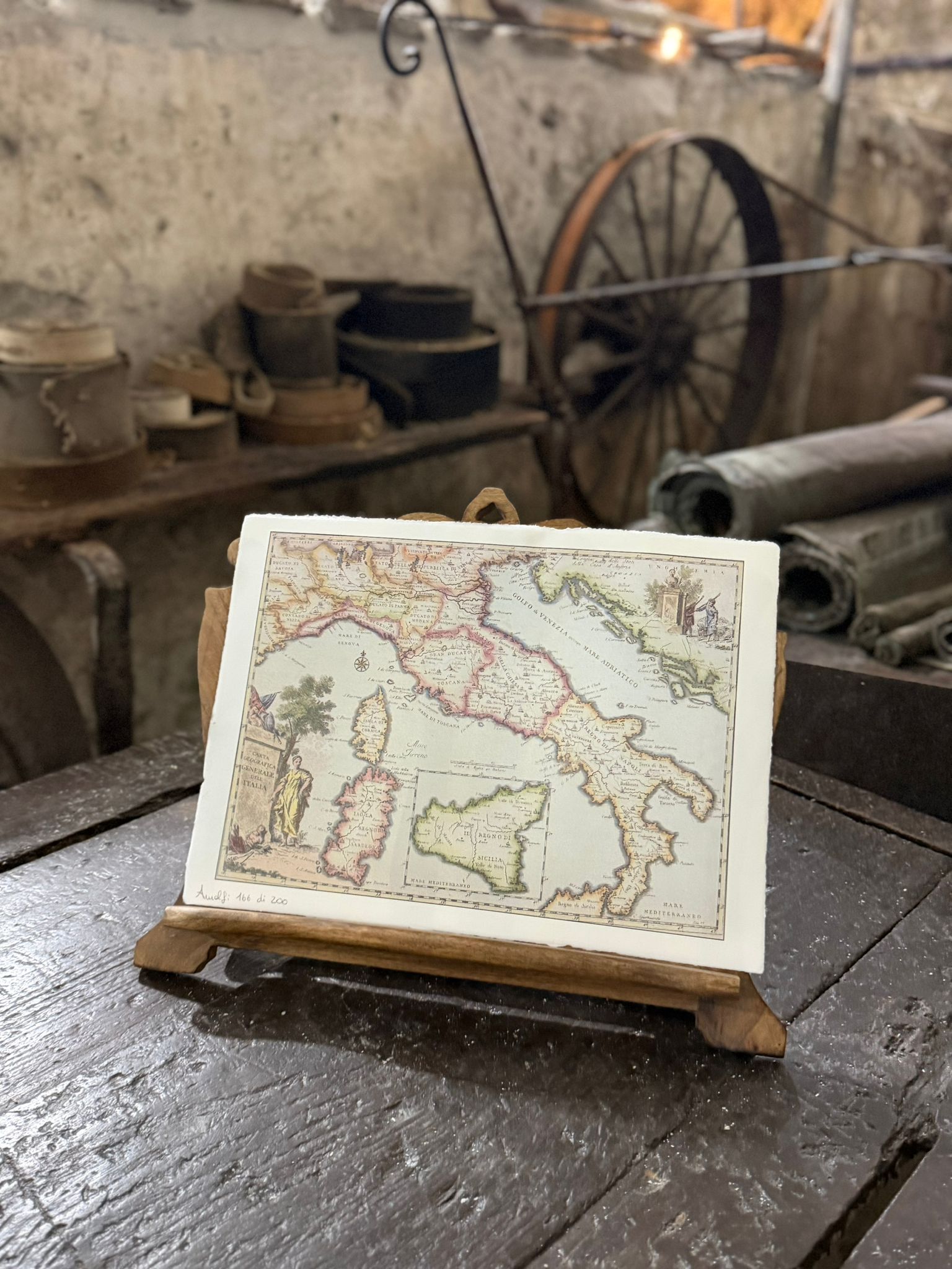 Litografia Antica dell’Italia su Carta 100% Cotone – Stampa Artistica a Tiratura Limitata