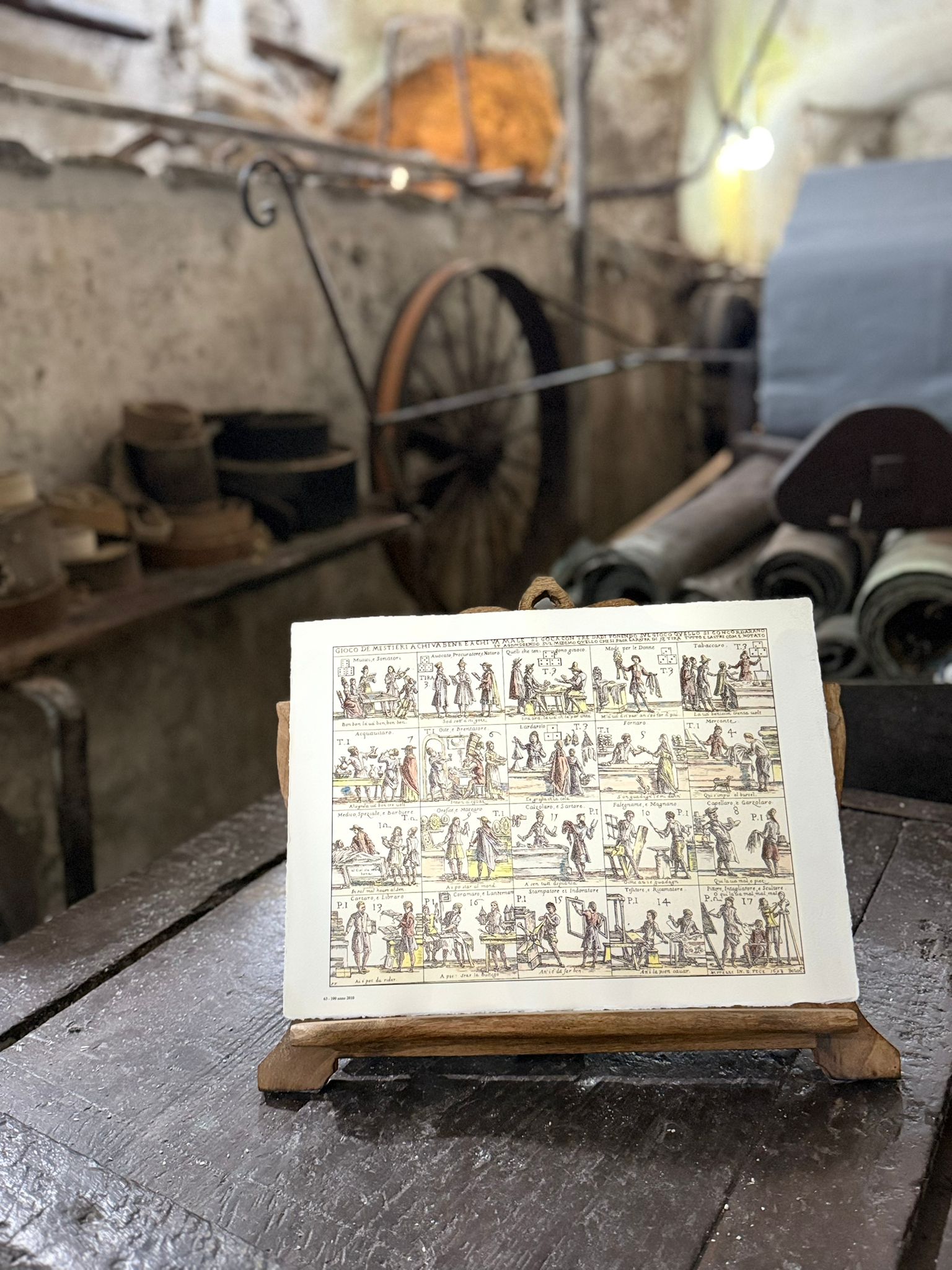 Litografia storica raffigurante il “Gioco dei mestieri – a chi va bene e a chi va male”